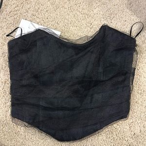 ZARA Corset Tulle Tube Top Black